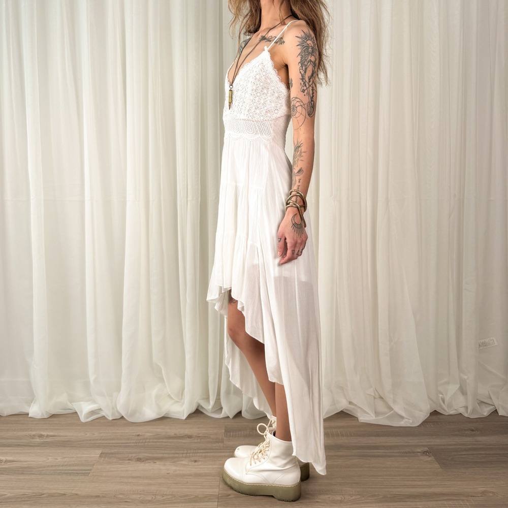 White Crochet Maxi Dress Justify NWT Boho Bridal Spring Size Medium‎ - Picture 3 of 7